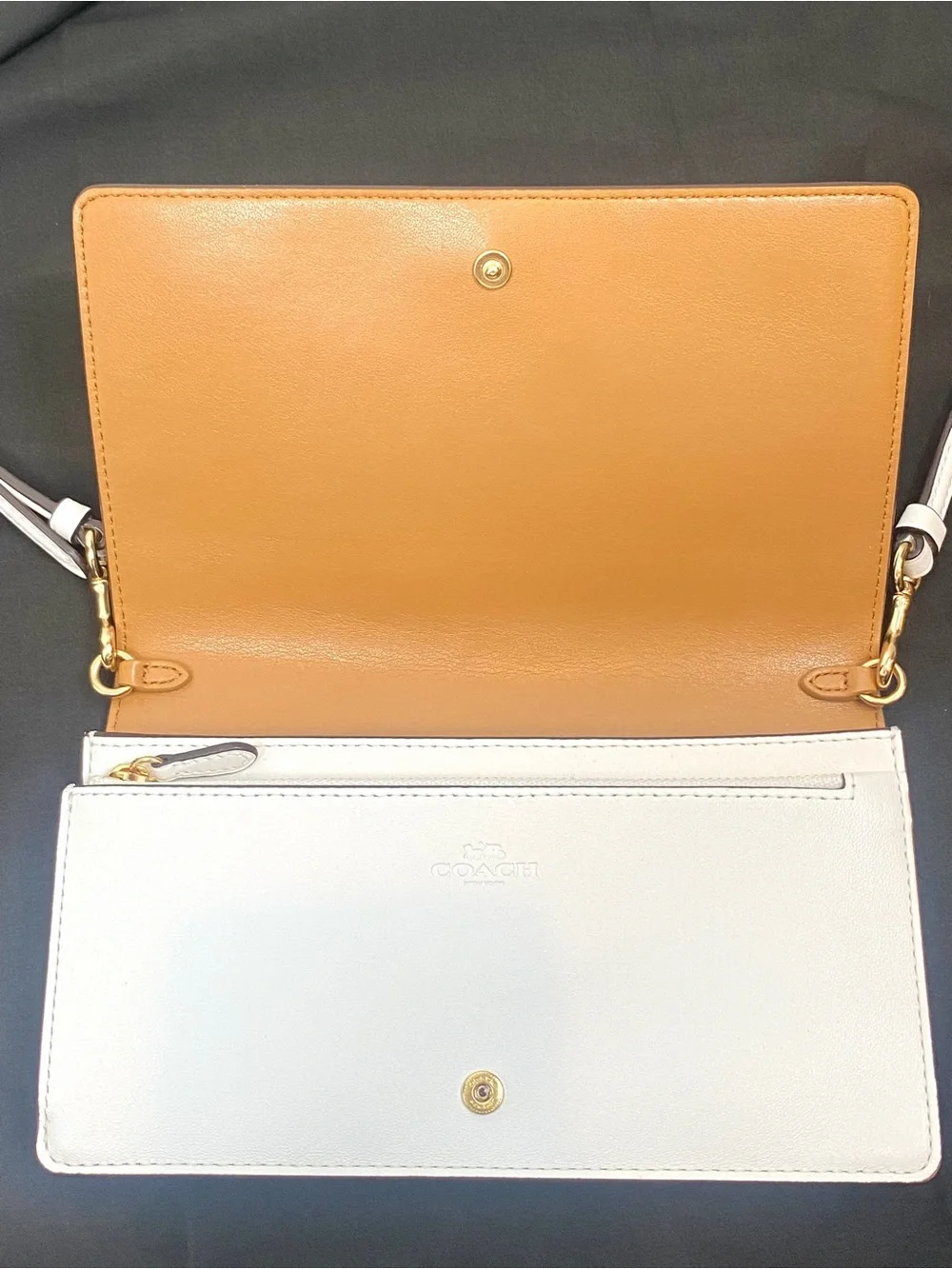 Coach Signature Crossbody Wallet with Gold Hardware Chalk Ivory Removable Strap